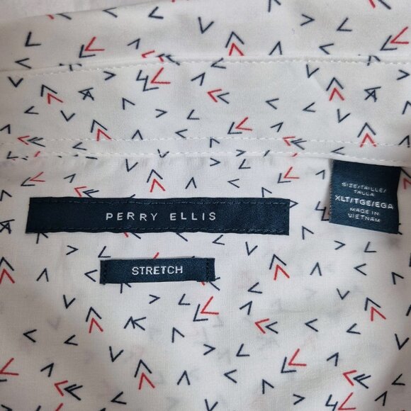 Perry Ellis Men's Size XLT Tall Shirt Short Sleeve button Up  White Stretch (01) - Picture 5 of 10